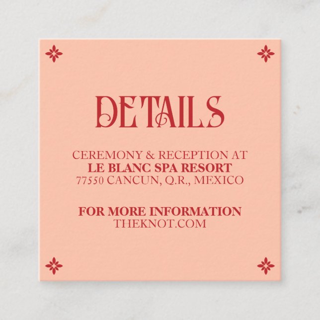 Votos Vibrantes: Cartão de Detalhes de Casamento d (Frente)