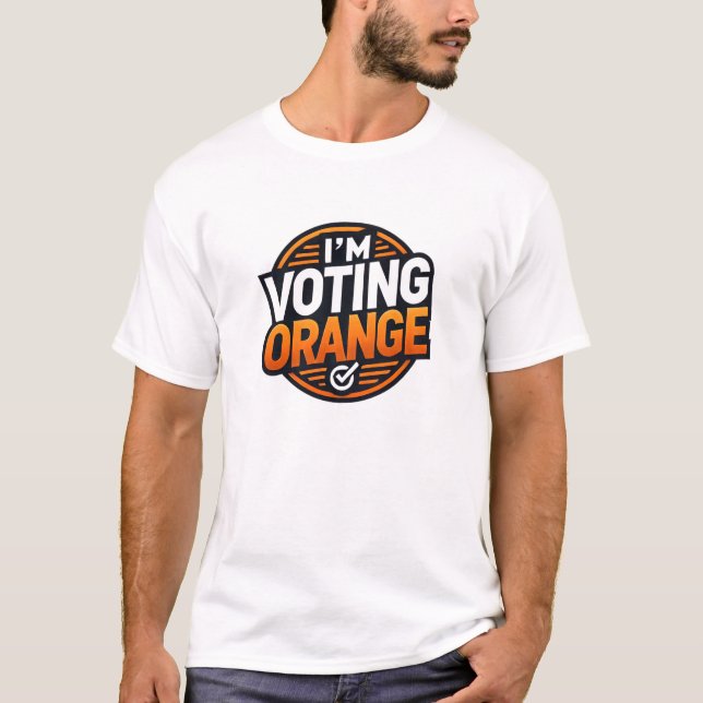 Vou votar T-Shirt Laranja (Frente)
