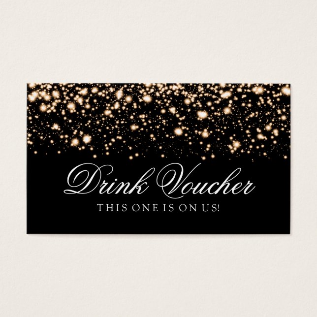 Voucher Bebida de Casamento Dourada Midnight Glam (Frente)