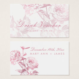 Voucher de Bebida Floral Dourada Elegante Rosa