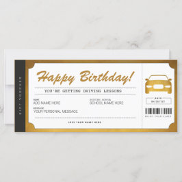 Voucher de Bilhete de Presente Dourado para Lições