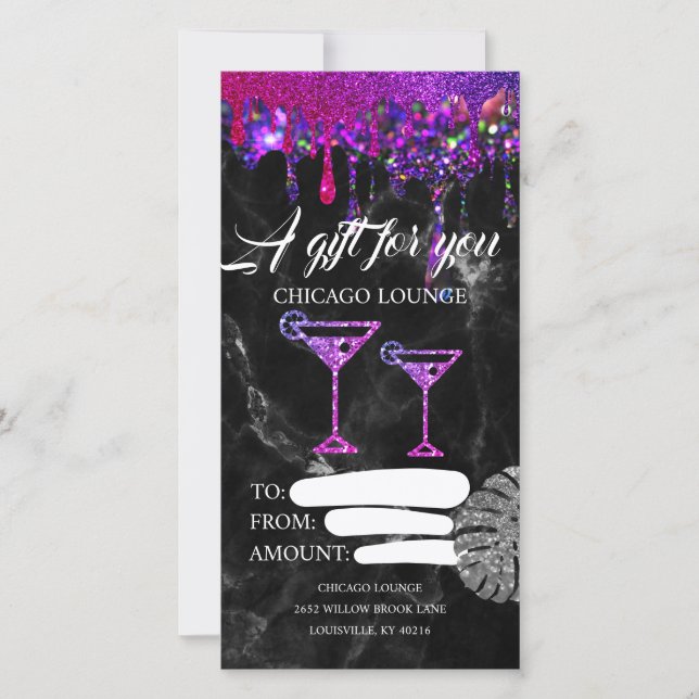 Voucher de Certificado de Bebidas do Lounge Bar (Frente)