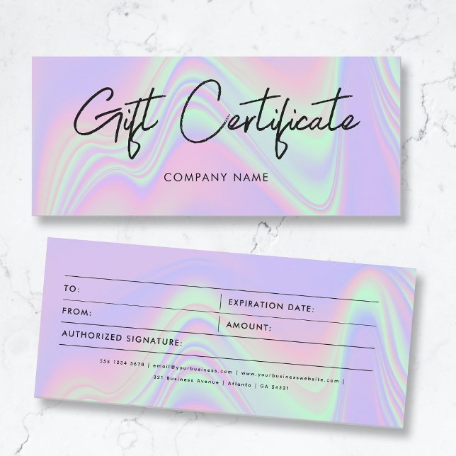 Voucher de Certificado de Oferta Comercial Holográ (Holographic Business Gift Certificate Voucher)