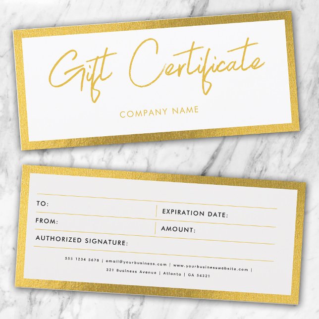 Voucher de Certificado de Oferta de Negócios Branc (White & Gold Business Gift Certificate Voucher)