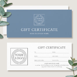 Voucher de Certificado de Presente Azul com Logoti