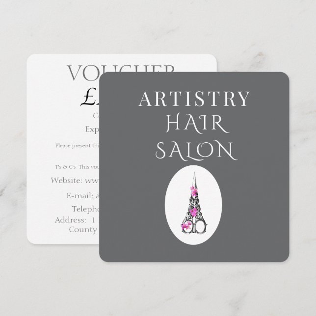 Voucher de Marcação de Salão de Cabelo Boutique (Frente/Verso)