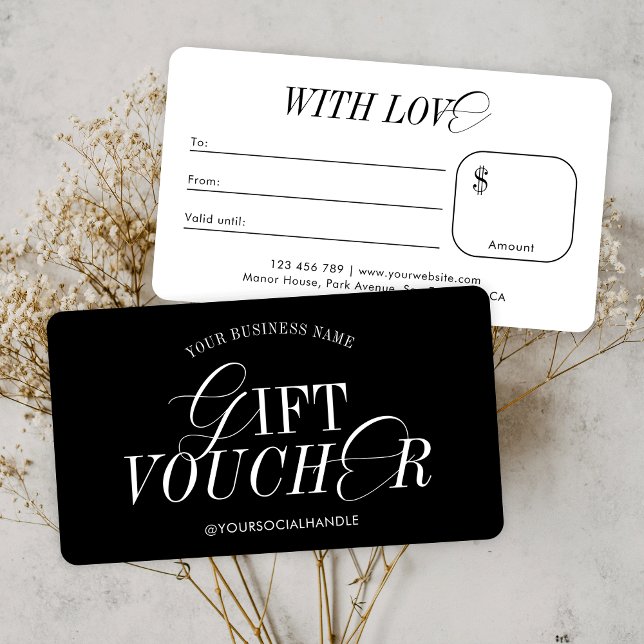 Voucher de Oferta de Negócios Elegante Mínima para (Embrace the nostalgia with this elegant business gift voucher design)