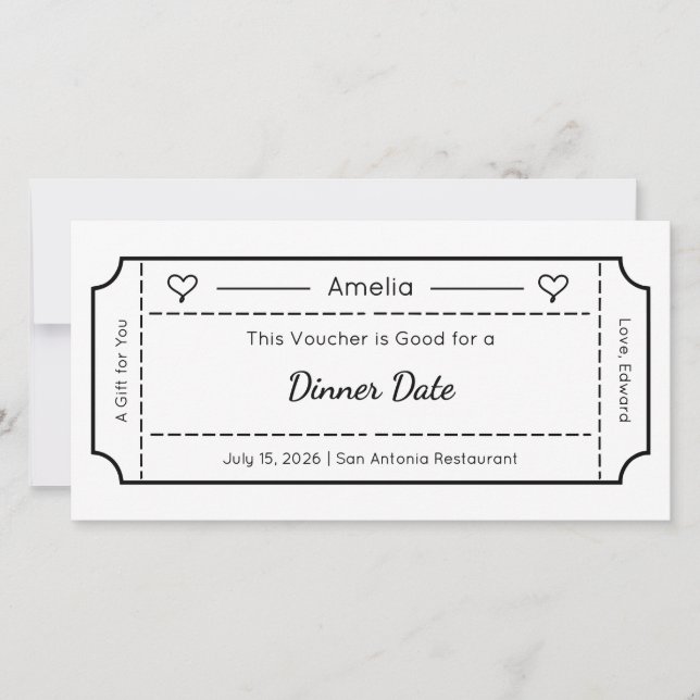 Voucher de Presente, Cartão de Bilhete de Presente (Frente)