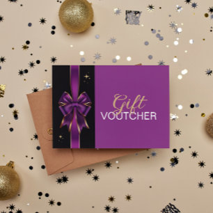 Voucher de Presente de Arco Roxo e Dourado Elegant