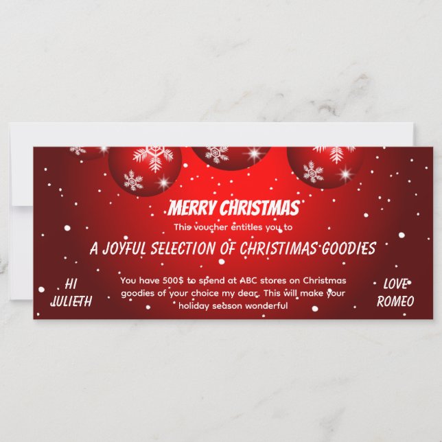 Voucher de presente de Natal Vermelho Festivo (Frente)