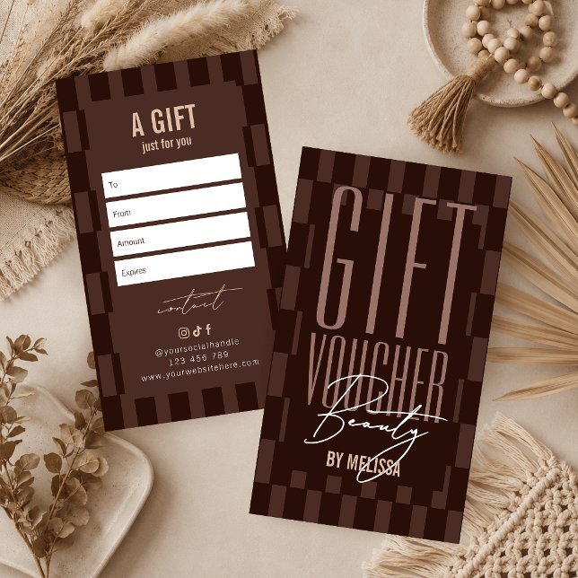 Voucher de Presente de Spa Retro Marrom e Bege na  (Criador carregado)