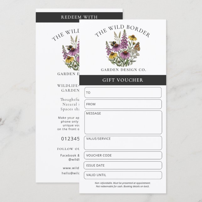 Voucher de Presente para Negócios de Design de Jar (Frente/Verso)