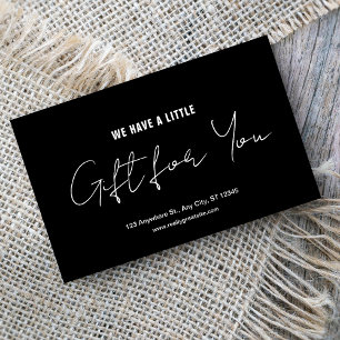 Voucher de Presente Preto e Branco de Script Moder
