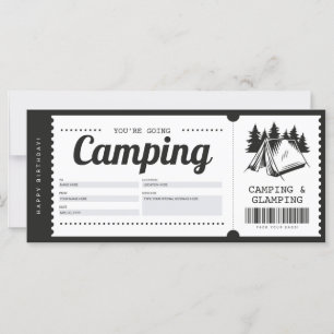 Voucher de presentes de acampamento, certificado d