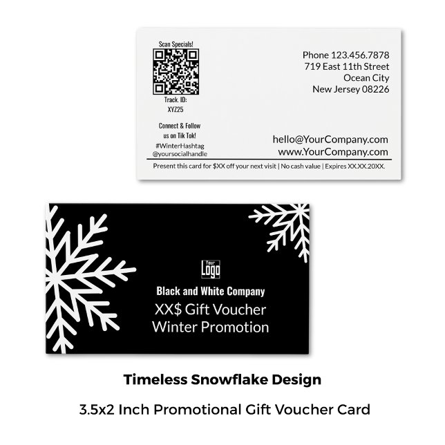 Voucher de presentes para promoção de inverno para (3.5x2 Inch, Adaptable Business Winter Promotion Gift Voucher Card)