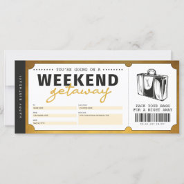 Voucher de Viagem de Presente Dourado no Fim de Se
