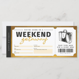 Voucher de Viagem de Presente Dourado no Fim de Se