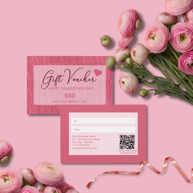 Voucher Dia de os namorados de Amor Rosa Moderno (Criador carregado)