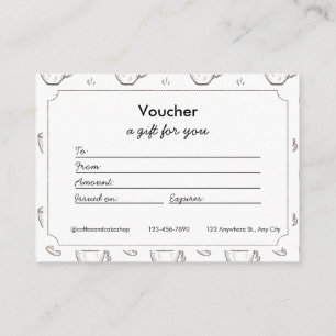 Voucher e Certificados de Presente de Pequena Cafe