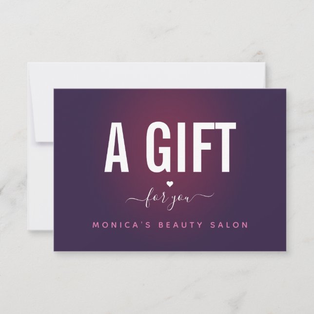 Voucher Romântico de Coração Roxo Escuro Editável (Frente)