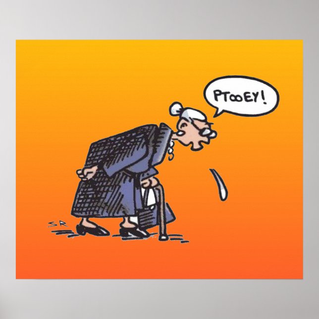 Vovó cuspindo! poster de matê (Frente)