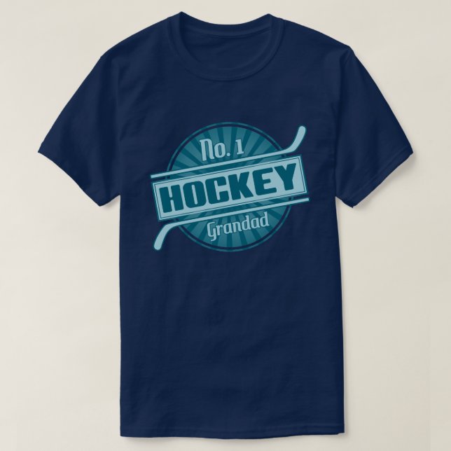 Vovô de Hockey T-Shirt com Nome e Impressão de Núm (Frente do Design)