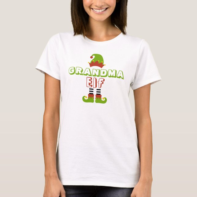 Vovó Elf Natal Natal Feriado T-Shirt (Frente)