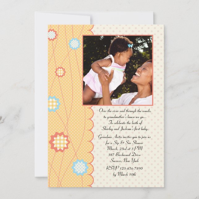 Vovó Sip e veja o convite para Chás de fraldas (Frente)