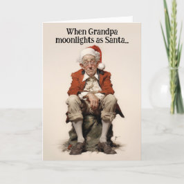 Vovô Trabalha como Papai Noel no Natal Cartão de N