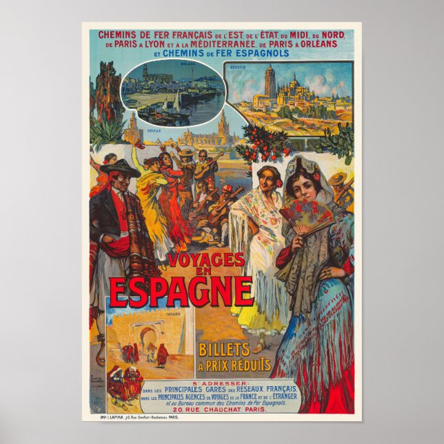 Voyages en Espagne Poster vintage (Frente)