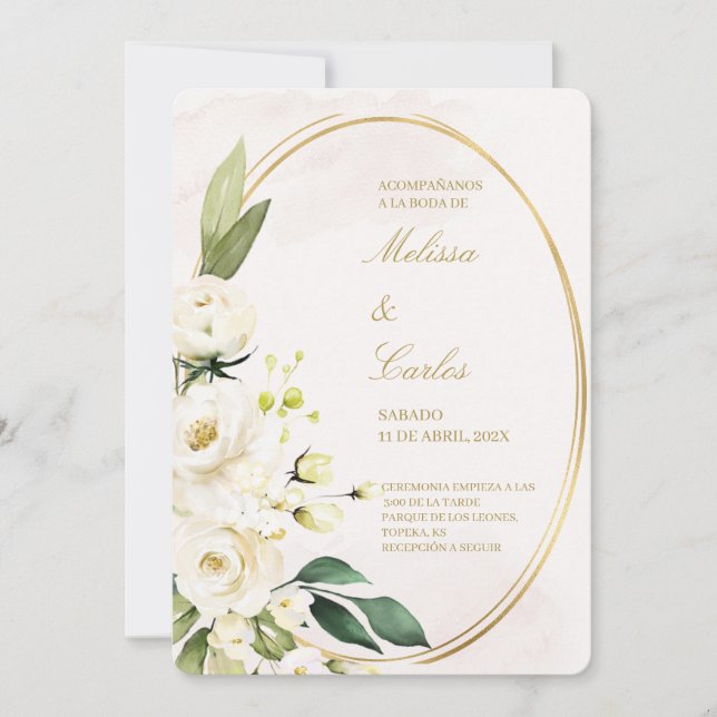 Voz Oval: Convite para Casamento Espanhol (Frente)