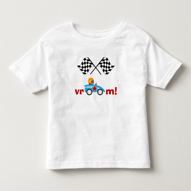 Vroom carro de corridas e t-shirt checkered dos (Frente)