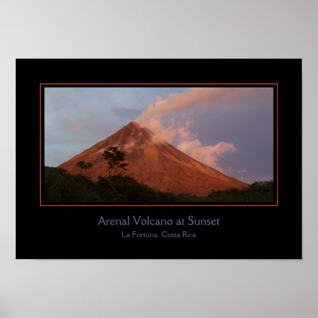 Vulcão Arenal na Poster Sunset (Frente)