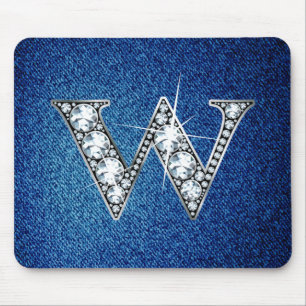 W Faux-"Diamond Bling" em Denim Mousepad