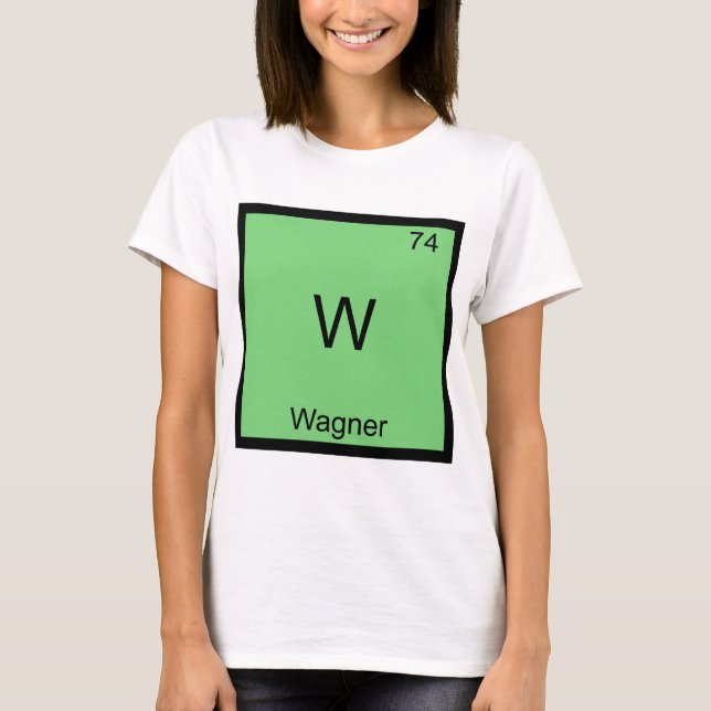 W - T-shirt engraçado do símbolo do elemento da (Frente)
