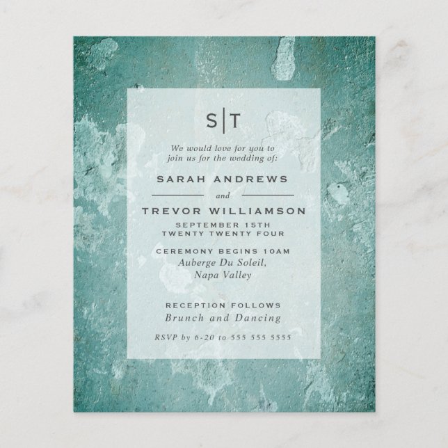 Wabi Sabi Aqua Green Invitation (Frente)