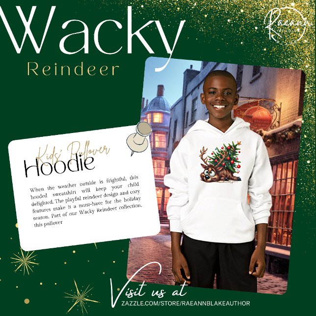 Wacky Reindeer Kid's Pullover Hoodie (Criador carregado)