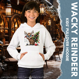 Wacky Reindeer Kid's Pullover Hoodie