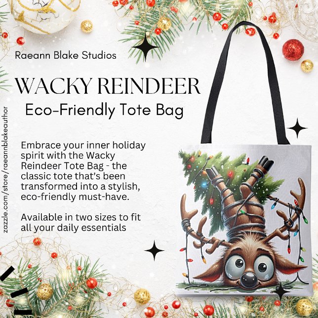Wacky Reindeer Tote Bag (Criador carregado)