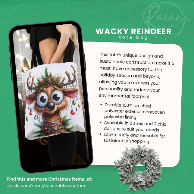 Wacky Reindeer Tote Bag (Criador carregado)