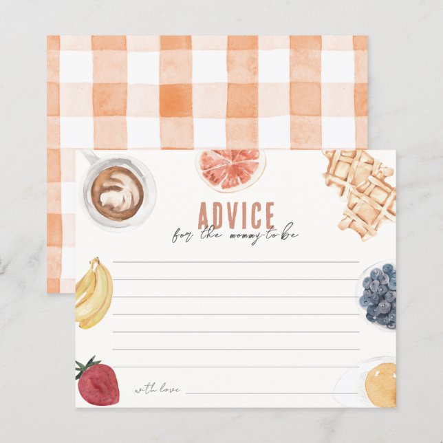 Waffles Café Fruta Baby Brunch Advice Cards (Frente/Verso)