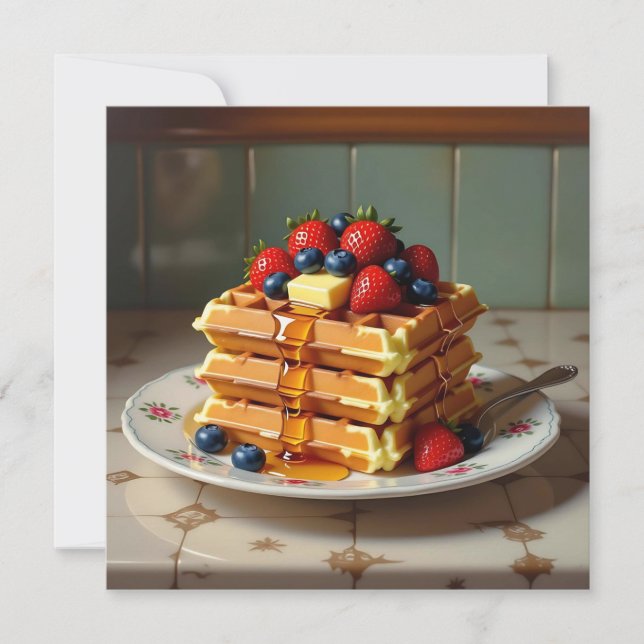 Waffles com Morangos e Airelas Blueberry (Frente)