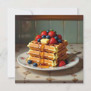 Waffles com Morangos e Airelas Blueberry