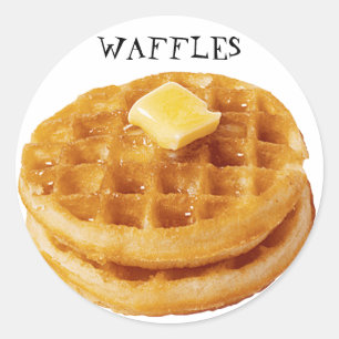 Waffles em etiquetas redondas
