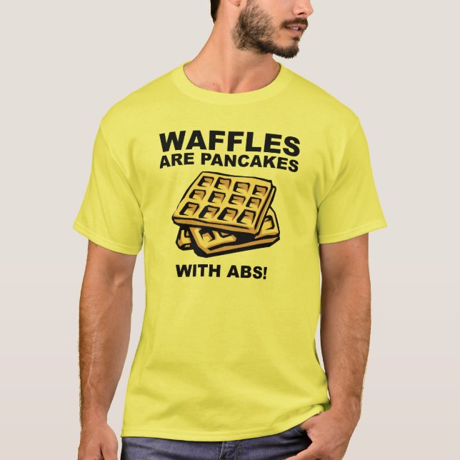 Waffles Pancakes Com T-Shirt Engraçado Com Abs (Frente)
