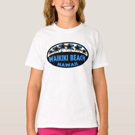 Waikiki Beach Hawaii - camisa azul preta