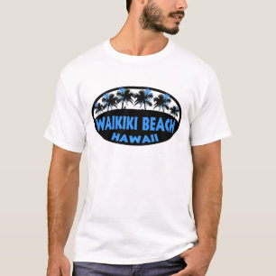 Waikiki Beach Hawaii - camisa azul preta