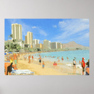 Waikiki Honolulu Havaí - impressão das belas art