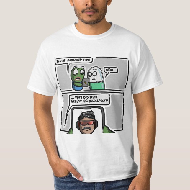“Wait… Dr Disrespect Arrested? Funny Meme” T-Shirt (Frente)