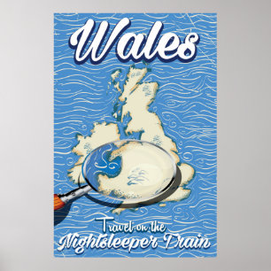 Wales Nightsleeper trem poster de viagens britâni